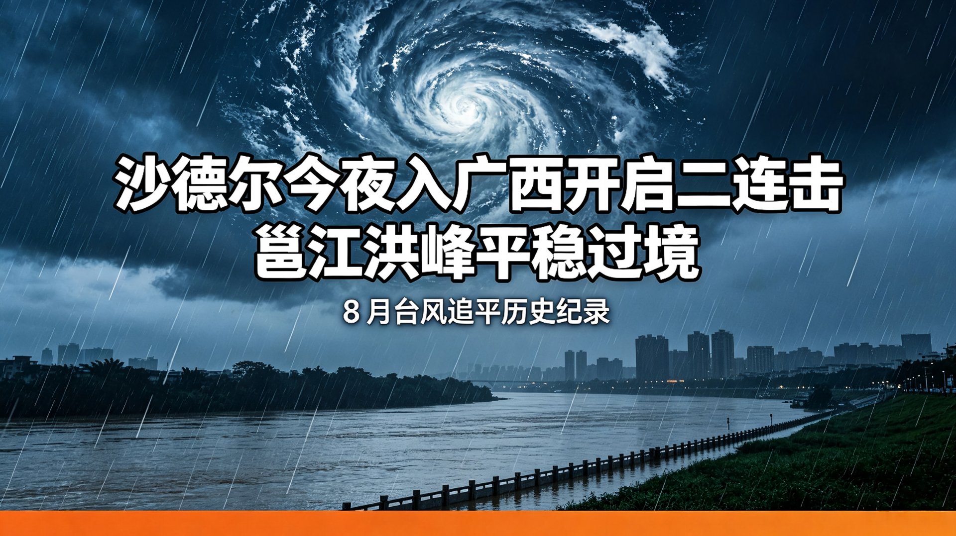 台风沙德尔今夜进广西开启二连击 邕江洪峰平稳过境 - 台风防汛日报第40期封面图